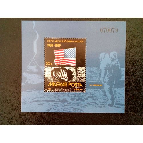 Timbre Hongrie Yt Bf 205 20e Anniversaire 1er Alunissage Habité 1989 ( 10812 )