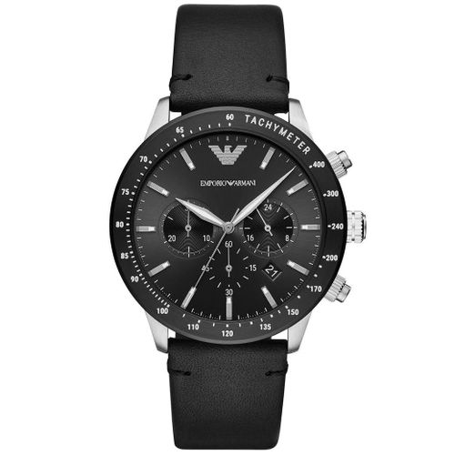Montre Emporio Armani En Cuir Noir