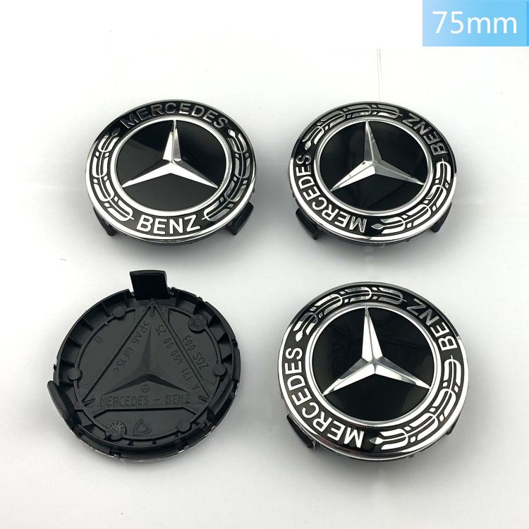 Cache-moyeux En ABS Pour Mercedes - Lot De 4 - Diam. Ext. 72/76 Mm - Noir - Modèles C, E, S, GLK, ML, Etc.