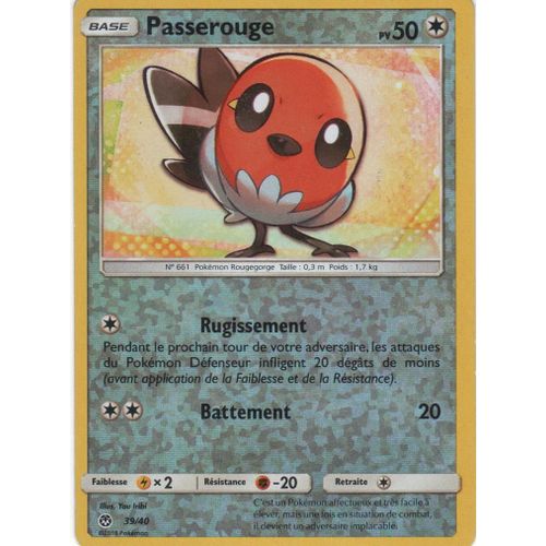 Carte Pokémon Promo Mc Donald 2018 *** Reverse *** Passerouge 39/ 40
