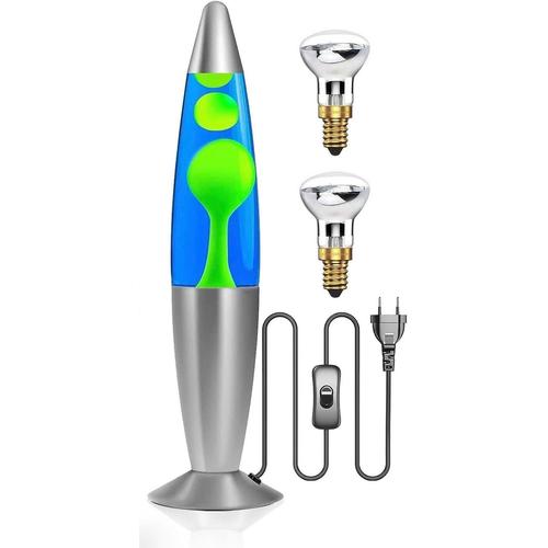 Verte Verte Lampe Magma Fusée - Lampe Lave Fusée - Lampe Décorative À Poser - Livrée Avec 2 Ampoules R39 Incluses - Verre Et Aluminium-