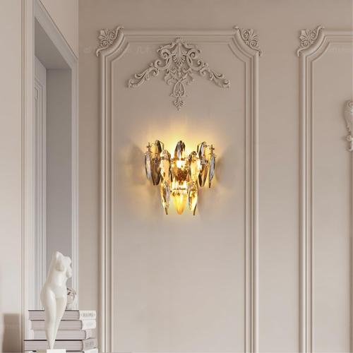 Or, Gris CRABOT Applique Murale Interieur Moderne D'or Métal Appliques Vintage Cristal Lampe Chambre Couloir Salon Cuisine,2-Light