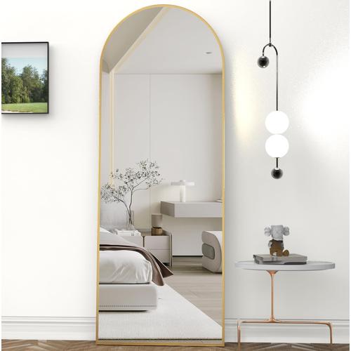 Cassilando162x53cm miroir au sol, grand miroir au sol, miroir vertical, Chambre contre mur,plaque de suspension et cadre miroir mural miroir au sol arche demi - arc doré