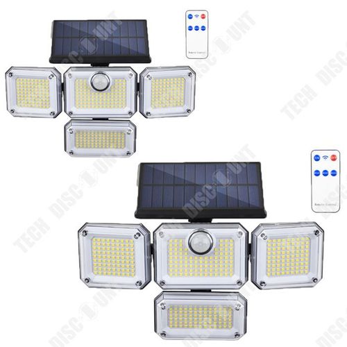 Td 2 Pcs Lampes Solaires Extérieures 333led Lampes Solaires Extérieures Trois Têtes Lumière Solaire Étanche Ip65 Projecteur Solaire
