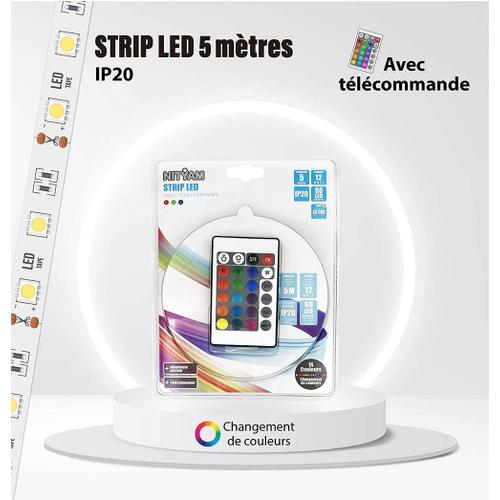 Rgb Rgb Rgb Ruban Led 5 Mètres Avec Télécommande Couleurs Rgb Strip Led Ip20