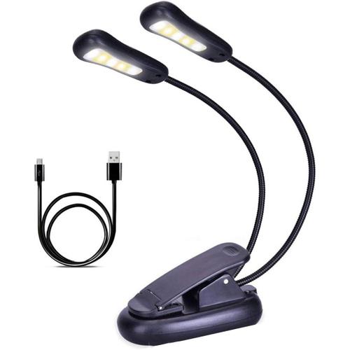 Noir Noir Lampe De Lecture Led Légère Rechargeable Par Usb - Lampe De Lecture Flexible À Clipser - Couleur Changeante - 9 Niveaux De