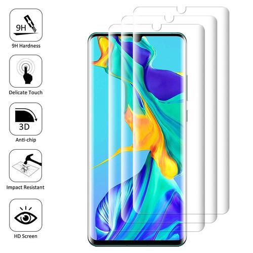 Lot/ Pack De 3 Films En Verre Trempé Pour Huawei P30 Pro 6.47" Bord Incurvé Resistant - Transparent