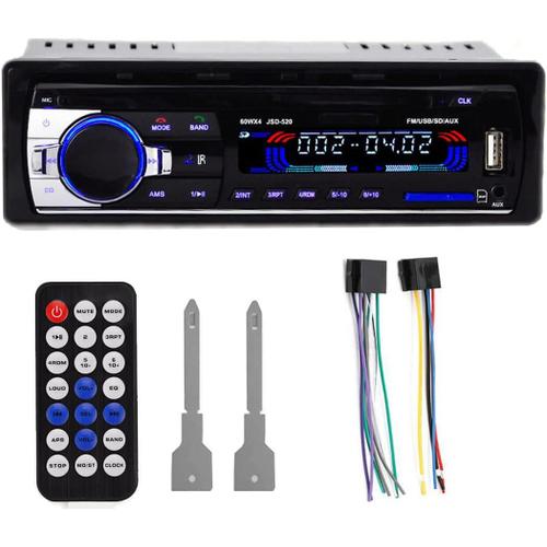 Autoradio Stéréo 520 Bluetooth Autoradio Avec Télécommande 12v In-Dash 1 Din Lecteur Multimédia Mp3 De Voiture Connecteur Iso Avec Fm/Usb/Sd/Aux