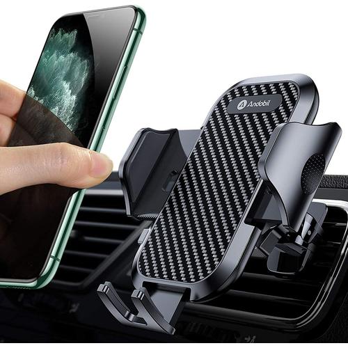 Noir Support Telephone Voiture, [Pince Brevet 2022 & Stabilité Améliorée] Porte Téléphone Est Fermement Fixe À Grille Aeration,