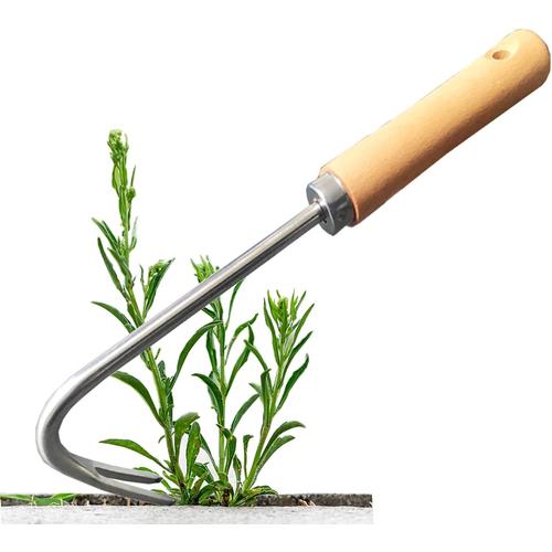 Désherbeur manuel en acier inoxydable pour jardin - Pour creuser, transplanter, désherber les mauvaises herbes avec poignée en bois - Fourche de désherbage