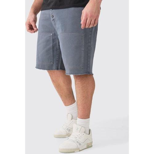 Plus Fixed Waist Washed Relaxed Twill Carpenter Short Homme - Gris - 42, Gris