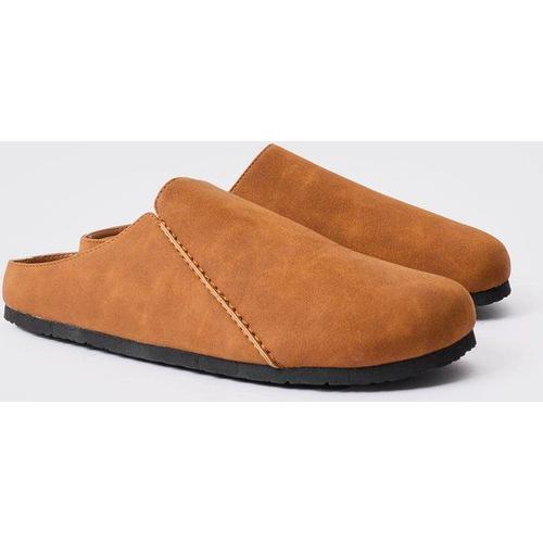 Faux Suede Slip On Mule In Tan Homme - Brun Doré - 12, Brun Doré