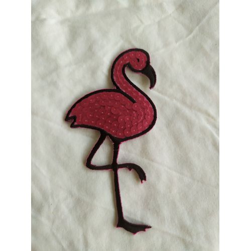 Ecusson Thermocollant Flamant Rose Sequins