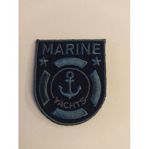 Ecusson Brodé Thermocollant Marine Yachts Fond Bleu