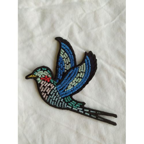 Ecusson Brodé Thermocollant Oiseau Bleu