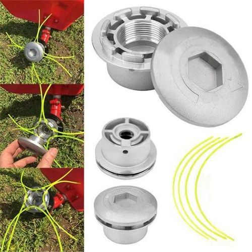 Tête de Débroussailleuse, Tête de Coupe-Bordure en Aluminium Massif avec 4 Lignes pour Débroussailleuse et Tondeuse à Gazon Outils électriques pour Patio de Pelouse de Jardin