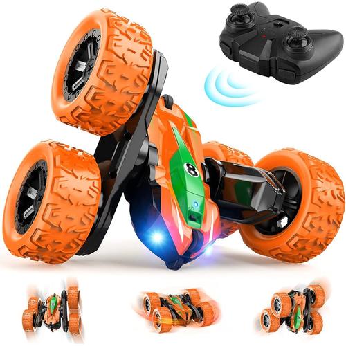 Orange Voiture Telecommandé Tout Terrain Rapide Camion Radiocommandés Enfant Jouet Course 4x4 Crawler Rc Stunt Car Véhicules À Moteur Rechargeable Jeux Extérieur Interieur Cadeau Garcon Fille 3+ Ans