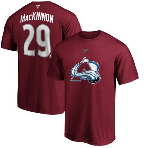 T-Shirt Authentique Avec Nom Et Numéro De Pile De L'équipe D'avalanche Du Colorado, Bordeaux De Marque Nathan Mackinnon, Fanatiques Pour Hommes