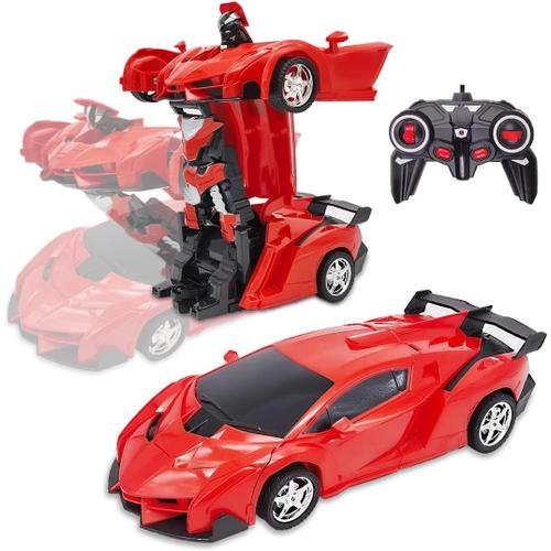 Rouge Jouet De Rc Voiture Télécommandé Voiture Enfant Jouets Transform Pour, 2 En 1 Rc Robot Télécommandée Transformable Car, Enfant Garcon Fille 3 4 5 6 7 8 Ans Idée Cadeau