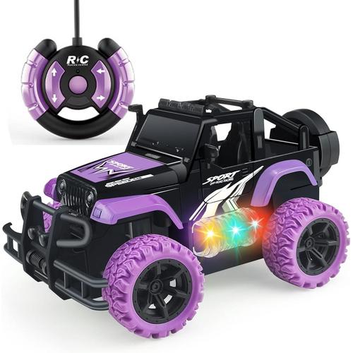 Camion Rc Violet Voitures Télécommandées Pour Filles - Voiture Télécommandée - Jouets Pour Enfants De 3, 4, 5 Ans - Véhicules Rc - Jouets Avec 3 Lumières Colorées Pour Enfants De 5 À 7, 8 Et 9 Ans