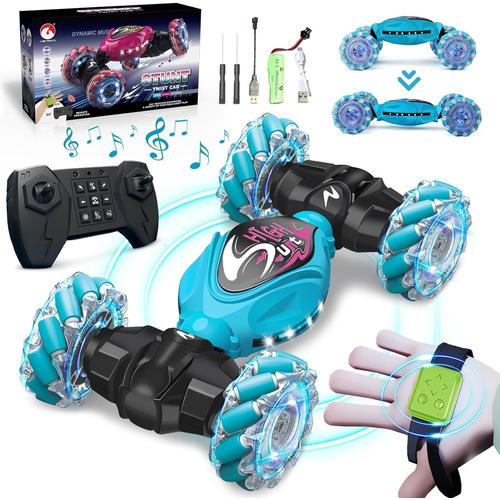 Voiture Télécommandée Tout Terrain Pour Enfant,Jouet Enfant 6 Ans,2,4 Ghz 4wd Rc Stunt Auto Avec Lumière Et Musique,Cadeau Pour Fille Garçons