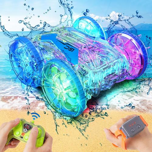 Amphibious Remote Control Rc Car Kids - 2.4 Ghz Hand & Remote Controlled Car Boat Waterproof Stunt 4wd Toys For 5-12 Year Old Boys Girls Birthdays Gifts All Terrain Water Beach Pool Toy