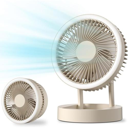 Ventilateur Portable Multifonction, Ventilateur de Bureau Pliable, Silencieux, Rechargeables, 3 Vitesses, avec