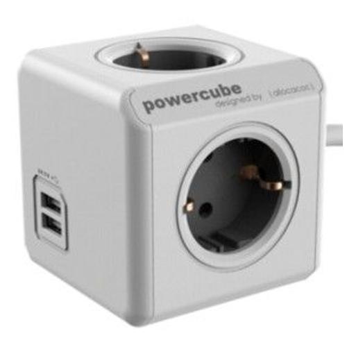 allocacoc PowerCube Extended USB incl. 1,5 m câble gris Type F