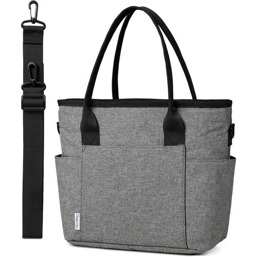 Gris Gris Sac Isotherme Repas Femme, Grand Glaciere Bento Lunch Box Étanche Avec Bandoulière Pour Bureau/Travail/Pique-Nique, Gris