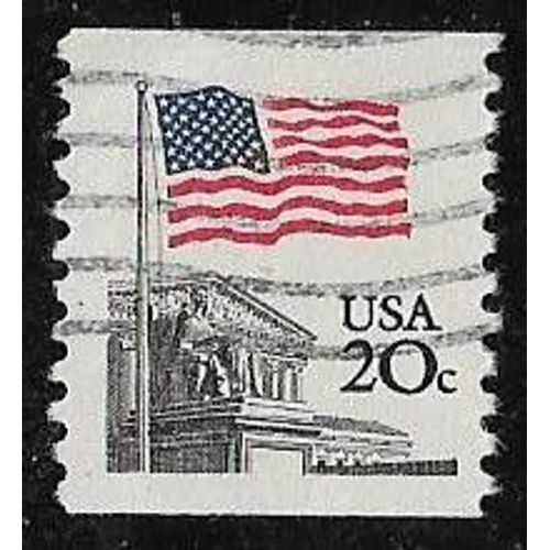 Timbre Des Etats-Unis N°1372a Y & T 20 C. Rouge Bleu Et Noir Drapeau Et La Cour Suprême