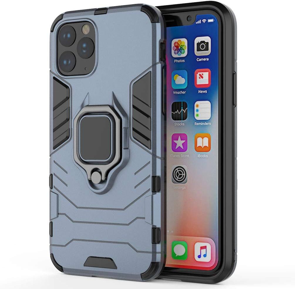 Bague Étui Pour Iphone 11 Pro 5.8 Inch Coque Case Avec Support De L'anneau Case Avec Béquille, Anneau Cover Pour Iphone 11 Pro 5.8 Inch Coque Iron Man Mince, Marine