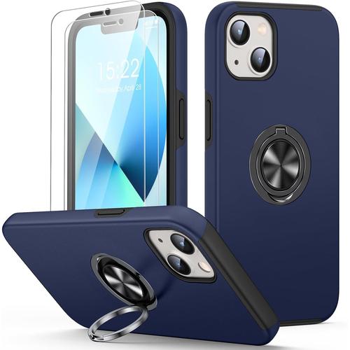 Coque Pour Iphone X 10 Iphone Xs Avec 2 Films De Protection En Verre Blindé Coque De Protection Multicouche Support Magnétique Pour Voiture Anti Chocs Pour Iphone X Xs Noir