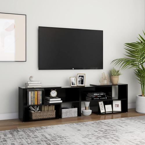 Meuble Bas Tv Noir Design Réglable Extensible 149x30x52cm