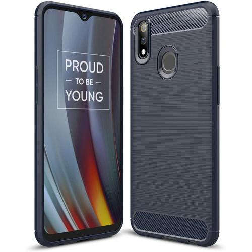 Coque Realme 3 Pro, Etui De Protection En Tpu Ultra-Mince Souple Et Léger Avec Conception En Fibre De Carbone Pour Realme 3 Pro - Bleu