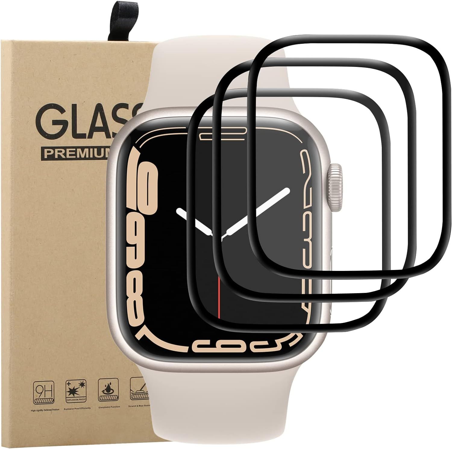 Protection D'écran Pour Apple Watch Series 7 45mm, Couverture Complète Verre Trempé Pour Iwatch Series 7 45mm