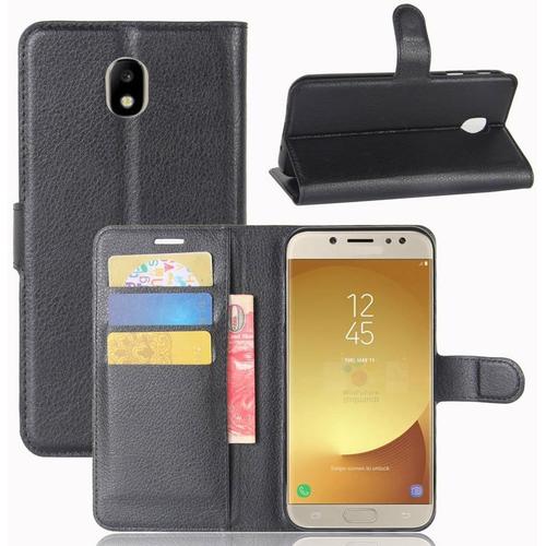 Coque Samsung Galaxy J7 2017 + Protecteur D'écran, Etui En Cuir Résistant, Support Pliable, Emplacements Pour Cartes Et Billets, Style Livre, Accès Aux Boutons