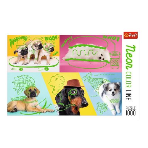 Puzzle 1000 Pièces Neon Color Line - Chiens