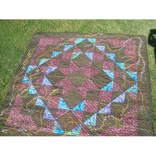 Panneau Mural Patchwork/Quilt 'les Bruyères' Fait Main