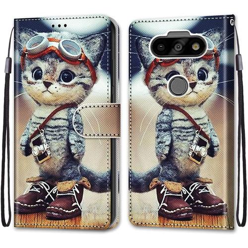 Coque Portefeuille Compatible Avec Lg K31/Aristo 5/Aristo 5 Plus Flip Étui Case Position De La Carte Et Fonction Support Caméra Chaton