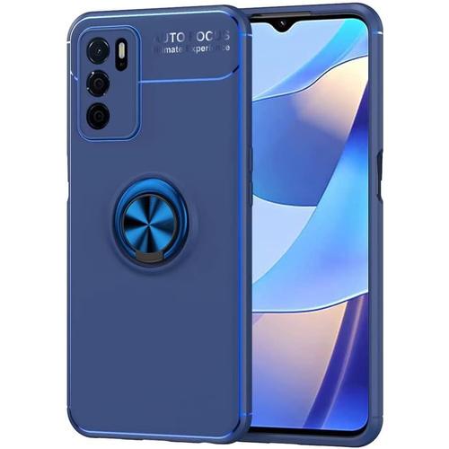 Coque Pour Oppo A54s Oppo A16 Antichoc Antidérapante Protecteur Case Avec Aimant Anneau Support Silicone Bumper Housse Antirayure Bleu