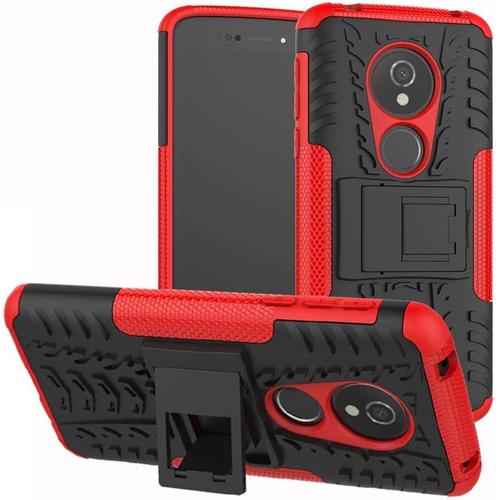 Coque Pour Moto E5, Etui Housse Coque Shockproof Robuste Impact Armure Hybride Béquille Cover Pour Motorola Moto E5 / G6 Play - Rouge