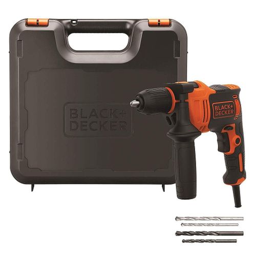 Black and Decker - Perceuse à percussion filaire 710 W 47600 cps/min dans un coffret avec 4 forets de perçage - BEH710K-QS