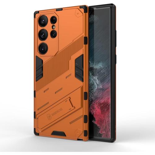 Coque De Téléphone Pour Samsung Galaxy S23 Ultra 5g 6.8"" Inches Avec Housse De Protection Antichoc En Silicone Pour Béquille Pc-Orange