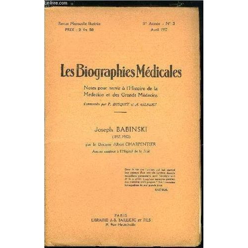 Les Biographies Médicales N° 3 - Joseph Babinski (1857-1932)