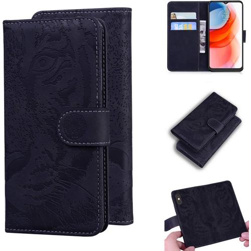 Étui Pour Motorola Moto G Play 2021 6 5 Pouces Pu Magnétique Pochette Cuir Housse Tigre Impression Rabattable Case Stent Fonction Noir