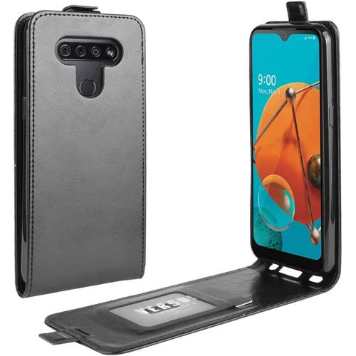 Étui Pour Lg K51/K500 6 5 Pouces Pu Cuir Magnétique Portefeuille Conventure En Cuir Up Down Design Fonction Stent Housse Flip Cuir Noir