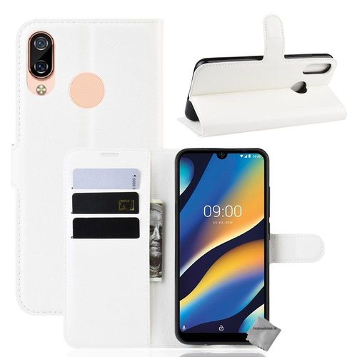 Housse Etui Coque Pochette Portefeuille Pour Wiko View 3 Lite + Verre Trempe - Blanc