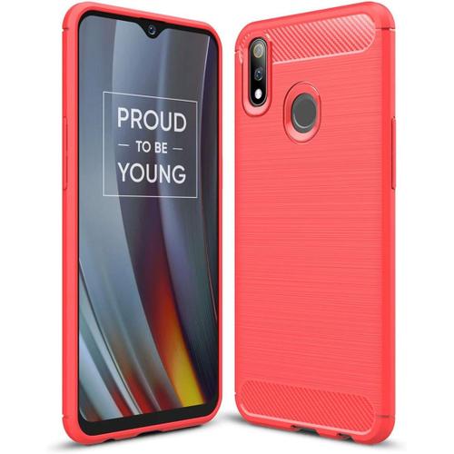 Coque Realme 3 Pro, Etui De Protection En Tpu Ultra-Mince Souple Et Léger Avec Conception En Fibre De Carbone Pour Realme 3 Pro - Rouge