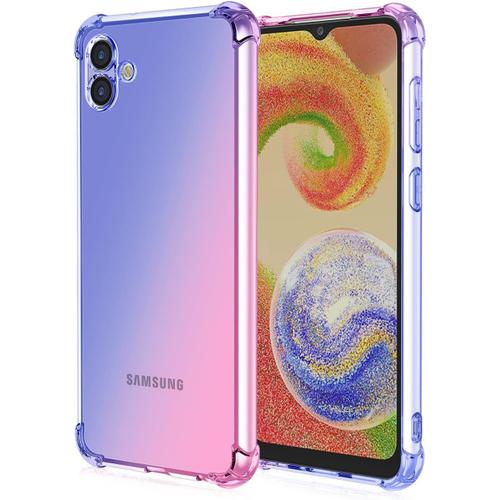Coque Pour Samsung Galaxy A04, Étui En Silicone Tpu, Coquille Souple Anti-Chute, Renfort Aux 4 Coins Anti-Choc Et Anti-Chute Bleu Rose