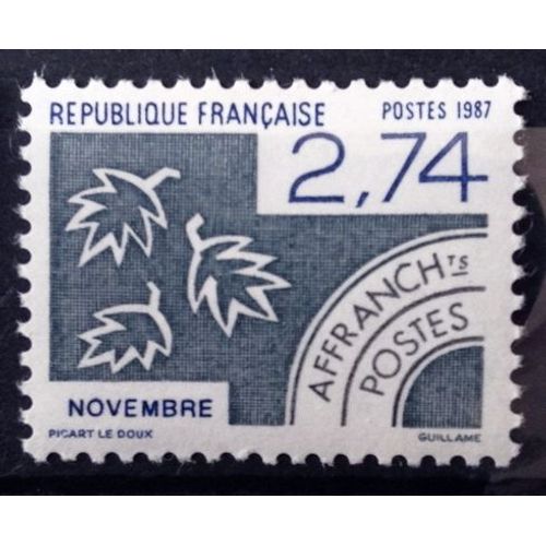 Préoblitéré Mois De L'année - Novembre 2,74 (Impeccable N° 196) Neuf** Luxe (= Sans Trace De Charnière) - France Année 1987 - N10892